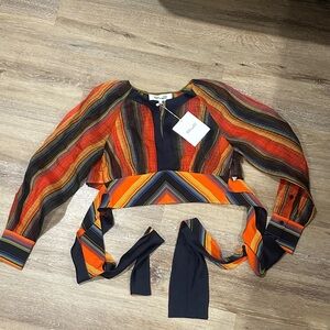 Diane Von Furstenberg Multicolor Striped sheer Blouse - wrap around